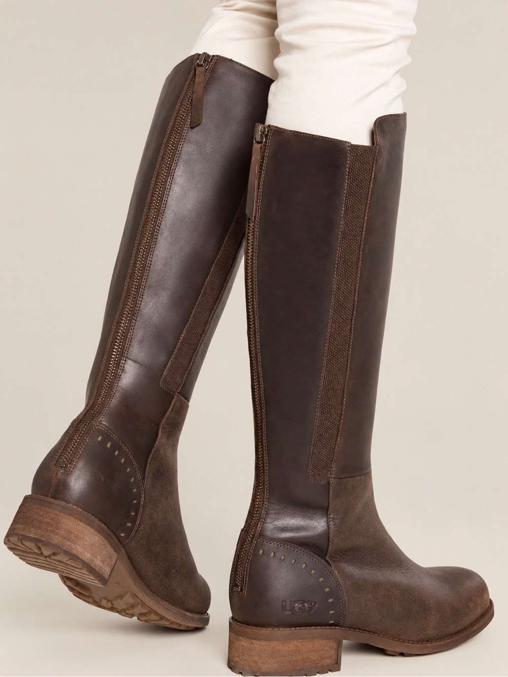 UGG Vinson Tall Leather Riding Boots Stout Brown Size 7 NWT Box $498